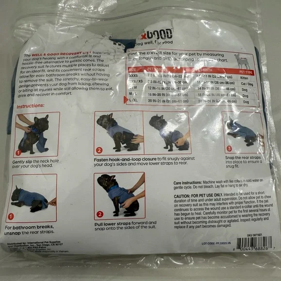 Recovery Suit For Dog Well & Good Large XL Blue Health New in Damaged Package - Picture 2 of 4